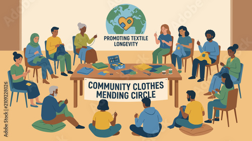 Community Clothes Mending Circle Promoting Textile Longevity