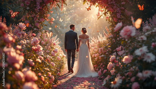 Enchanted Garden Romance with Roses and Lavender