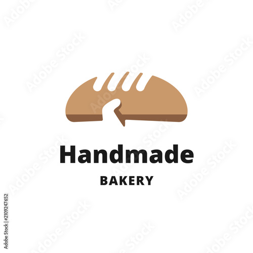 Handmade Bakery Logo with Artisan Bread Icon and Bold Typography