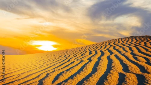 evening sandy desert landscape time lapse scene