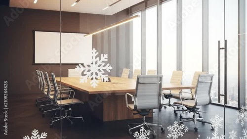 Modern Conference Room Design with Glass Walls and Whiteboard.