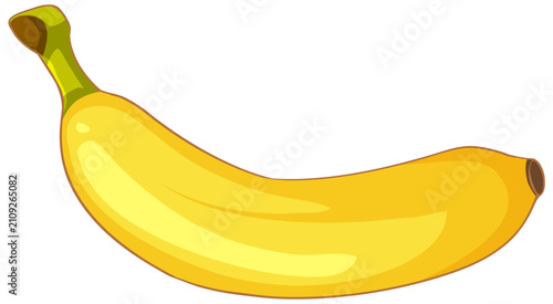 Single Ripe Yellow Banana Vector Illustration on White Background