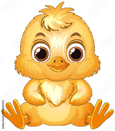 Cute Yellow Baby Chick Cartoon Illustration Isolated on White Background