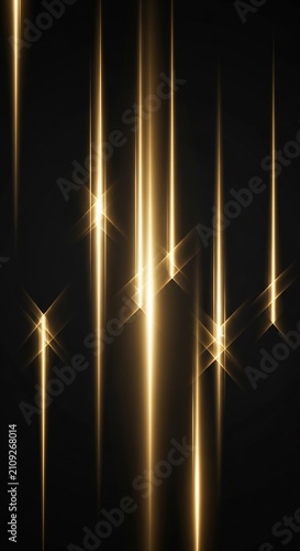 Golden Light Streaks on a Dark Background Abstract.