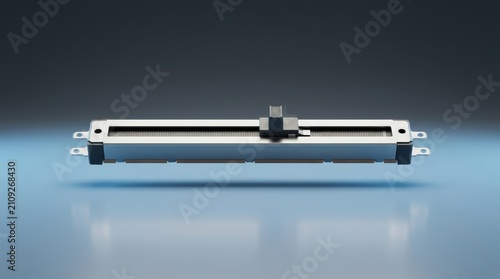 Slide potentiometer 3D render linear adjustment control component for mixing consoles electronic devices and user interface hardware