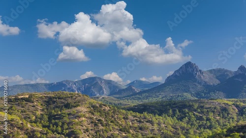 green mountains panorama, cyprus time lapse scene