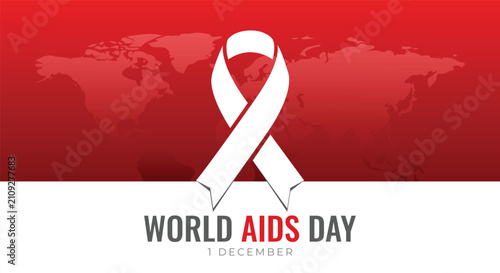 World AIDS Day awareness ribbon illustration. Symbolic health campaign graphic promoting HIV/AIDS prevention and support.