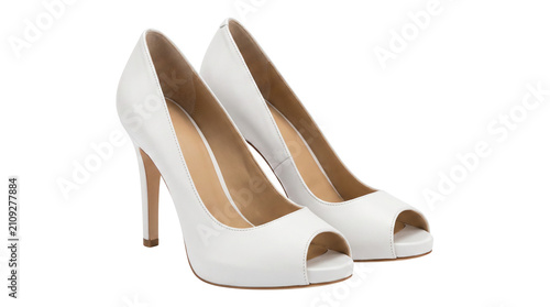 Foto Elegant White Peep Toe High Heel Shoes