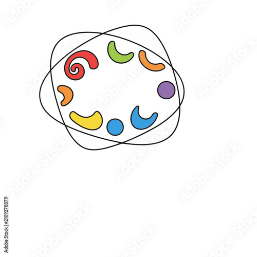 Abstract colorful shapes in a circle