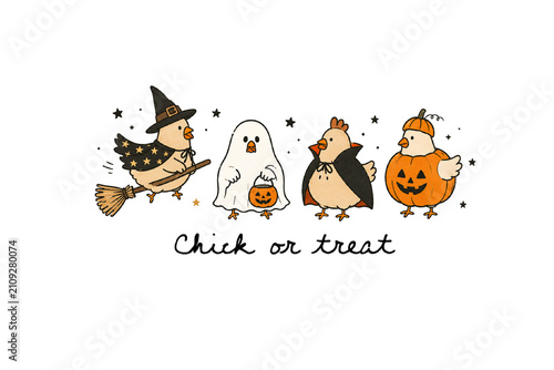  Cute Halloween Chickens Chick or Treat Sublimation Design