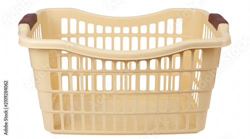 Bild auf Leinwand Beige Ventilated Plastic Laundry Basket with Brown Handles