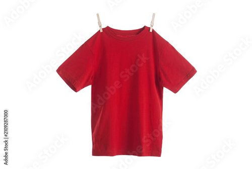 Quadro su tela Red Cotton Tee Hanging with White Clothespins