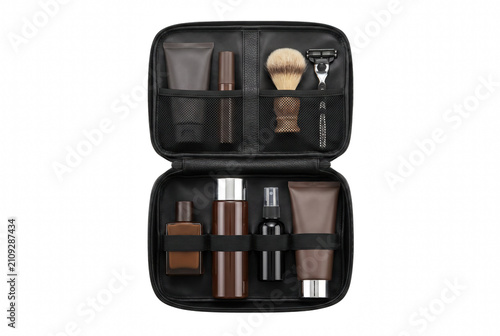 Fotografie Premium Men Grooming and Skincare Travel Kit in Leather Case