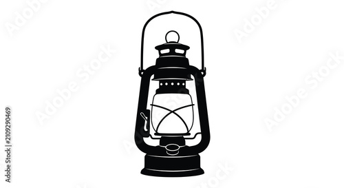 Cuadro en lienzo Vintage Oil Lamp Silhouette Against White Background