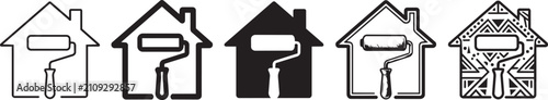 Set of house painting and renovation icons, vector illustration set vector. Vector illustration. Set icon. Set vector. Icons.