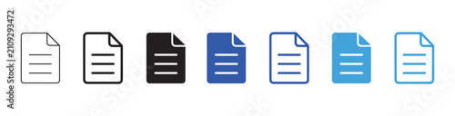 Document file icon set with text page paper symbol for report form article and office management vector design