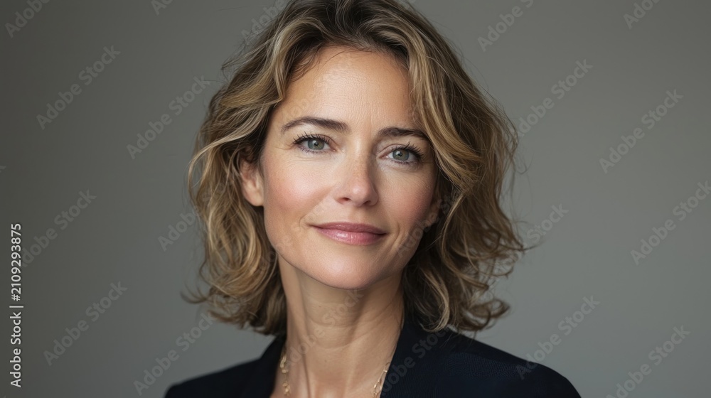 Obraz premium Woman, headshot, studio, neutral background, professional portrait