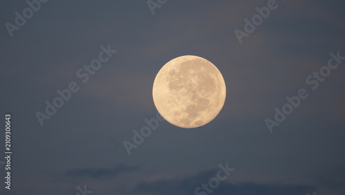 Принти на полотні Bright Full Moon Shines in a Dark Evening Sky