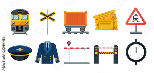 Canvastavla Train icon set, train vector icons, railway transportation symbols, train statio