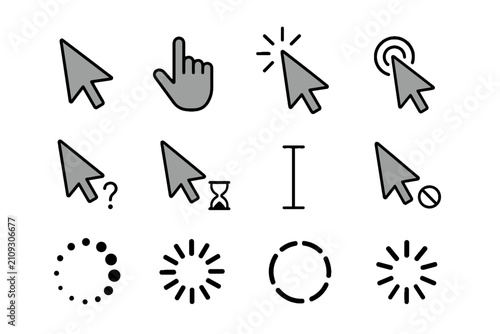 фотографія Set of computer cursor and loading icons in simple vector style