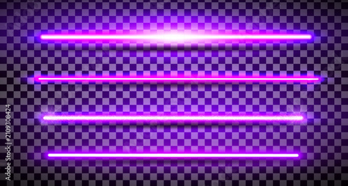 Obraz na plátně Purple lazer straight lines pack isolated