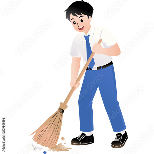  Indonesian Junior High School Students Clean Up Trash