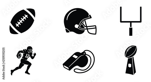 Foto American Football Icons Vector Silhouette Set On White Background