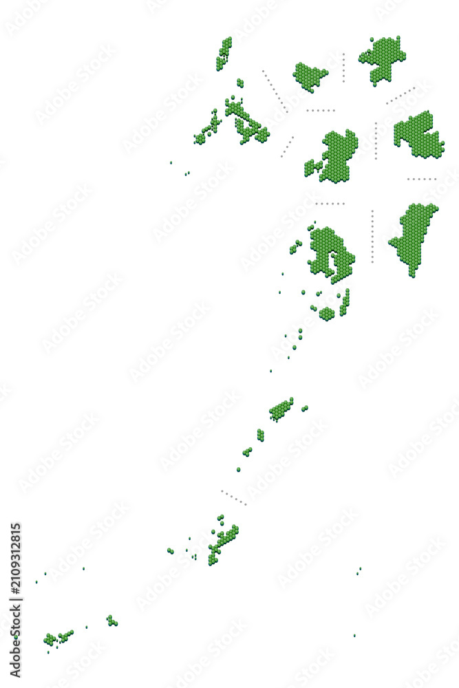 Fototapeta premium ハニカム構造状の九州・沖縄地方の地図セット