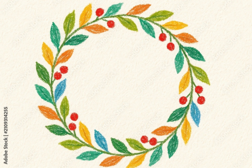 Obraz premium Colorful wreath with vibrant leaves.