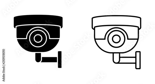 Schilderij op canvas Security Camera Icons, Surveillance System Vector Graphics, CCTV Monitoring Equi
