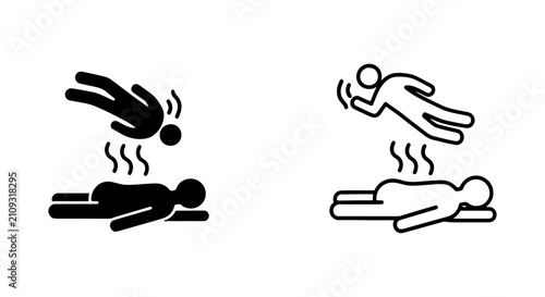 Person Floating Above Lying Figure, Energy Transfer, Spiritual Healing Icons