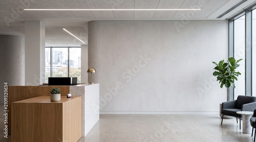 Fotografie Modern office reception wall mockup