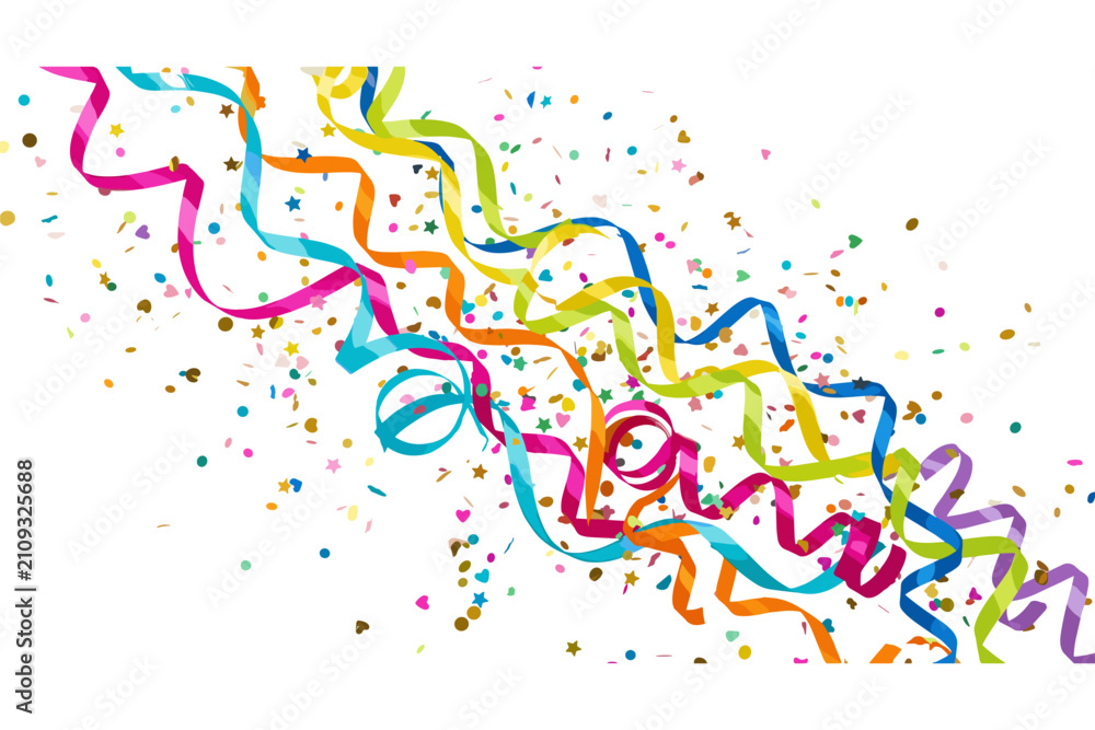 Obraz premium Colorful Streamers and Confetti