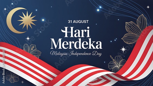 Hari merdeka malaysia independence day greeting card design