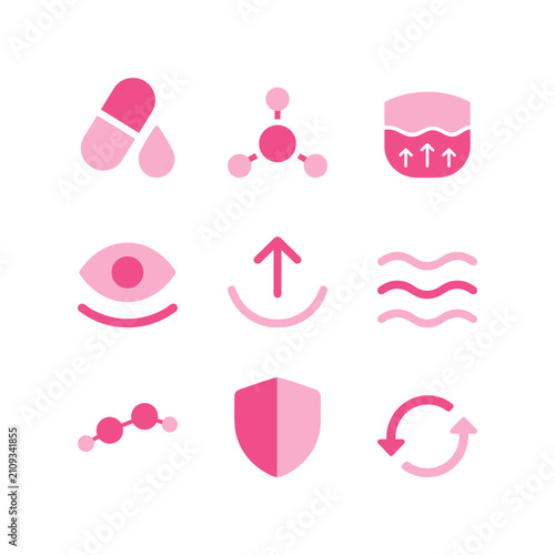 фотографія Anti Aging Collagen and Skin Elasticity Pink Icons