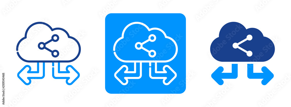 Fotografie Cloud Sharing Icon In Dual Tone Style