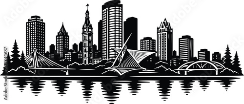 Cuadro en lienzo Baltimore Skyline Silhouette Landscape Vector Illustration
