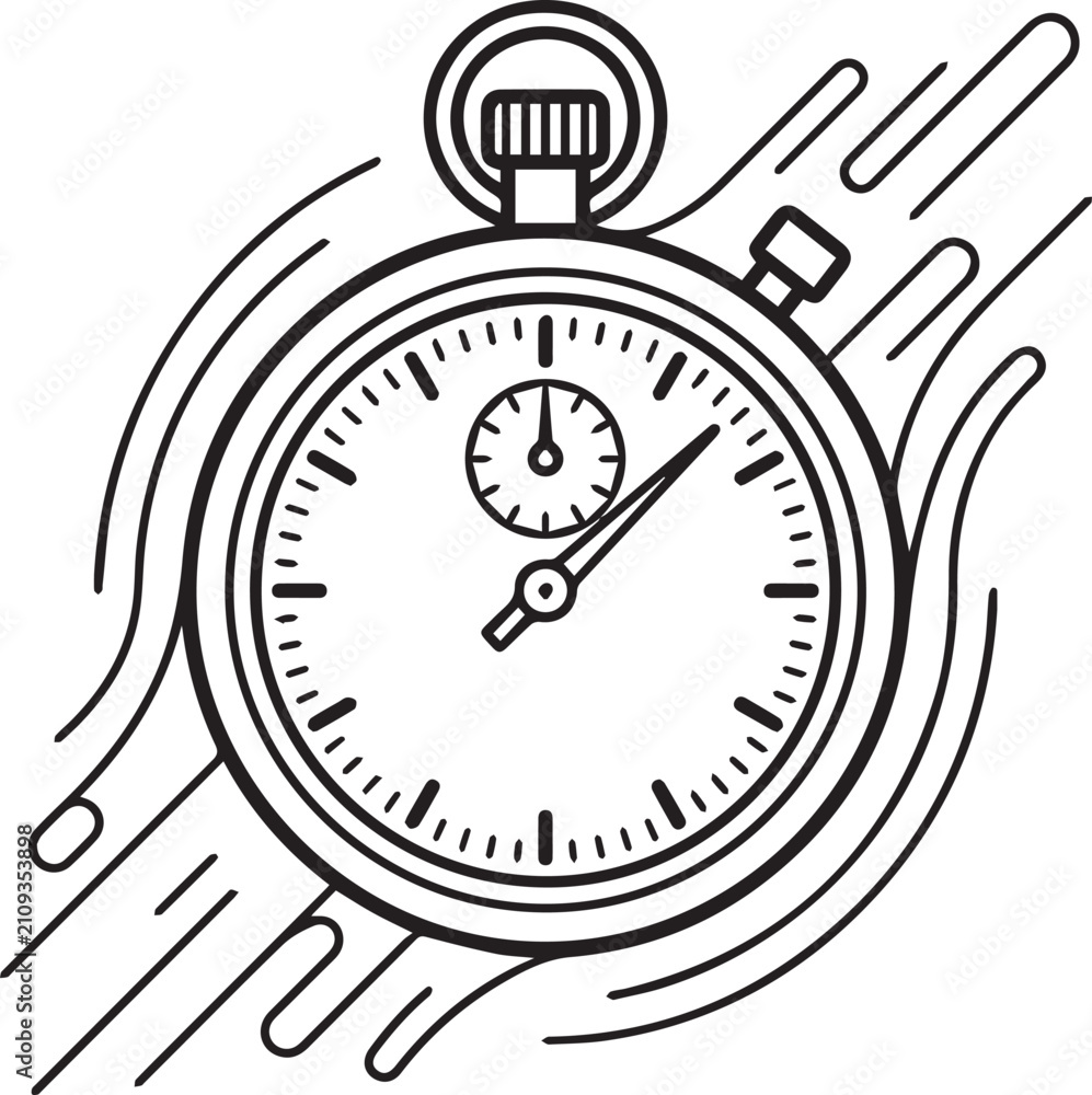 Fototapeta premium Stopwatch with hand holding button vector illustration