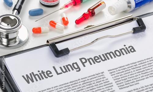 White Lung Pneumonia written on a clipboard
