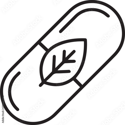 Vector icon of a ribbon with a leaf badge or medal