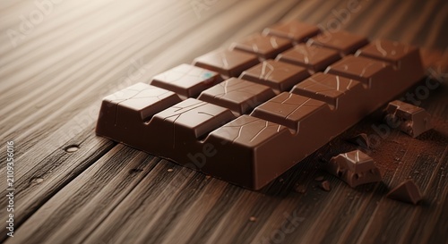 chocolate bar on wooden table