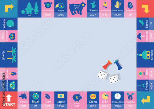 Frame of board game ,Funny frame,Board games,game walking.Vector illustrations.