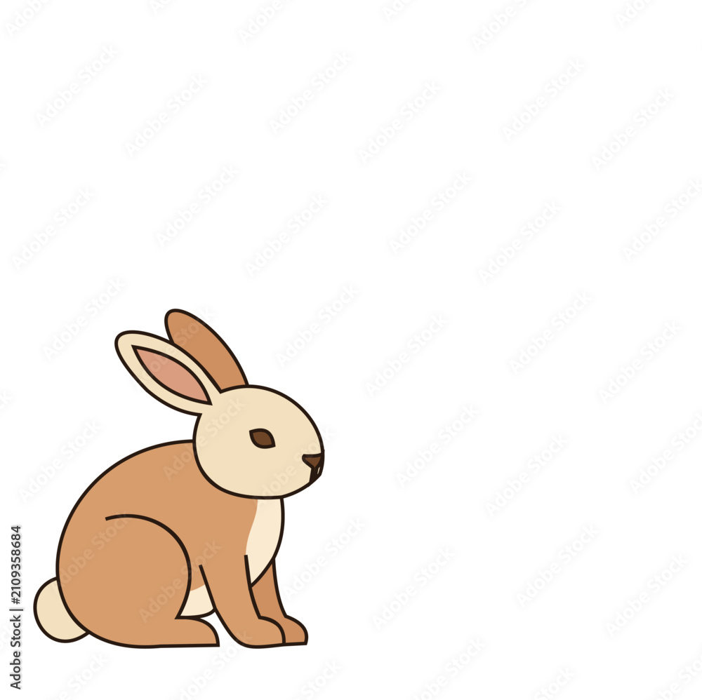 Fototapeta premium cute sitting brown rabbit vector illustration