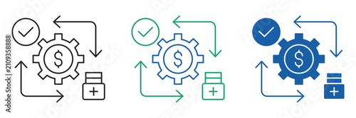 Medical Claims Automation Healthcare Payment Icon Set Outline Glyph