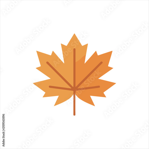Maple Leaf Icon Flat Design, Autumn Maple Leaf Illustration, Simple Fall Leaf Graphic Design, Orange Maple Leaf Clipart, Autumn Foliage Leaf Symbol, Minimal Maple Leaf Isolated