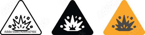 Foto Set of explosion hazard warning signs in different styles
