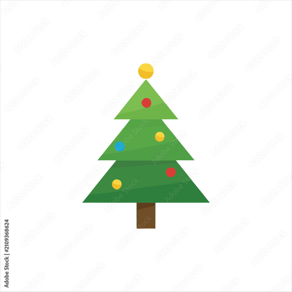 Obraz premium Holiday Christmas Tree Cartoon Graphic, Minimal Xmas Tree Vector Icon, Cute Evergreen Christmas Tree Illustration, Festive Christmas Tree Simple Clipart, Christmas Tree Holiday Symbol Design