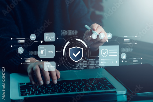 Compliance management interface with audit, policy, checklist and risk controls, representing regulatory governance, internal assurance and secure business operations.
