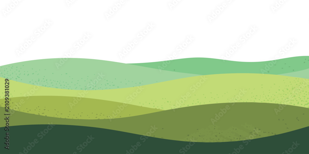 Obraz premium Abstract green rolling hills landscape with layered wavy shapes and subtle texture for a natural background