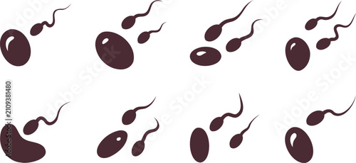 Tableau sur toile Fertilization process illustrated with sperm cells approaching an ovum isolated